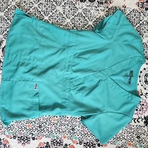 Grey's Anatomy Mock Wrap Top Small Seafoam